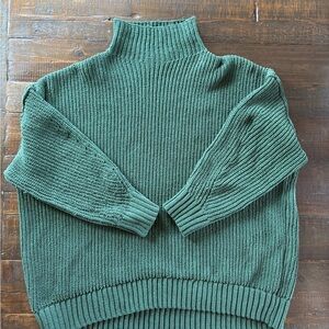 Aerie Green Ribbed Turtleneck Sweater